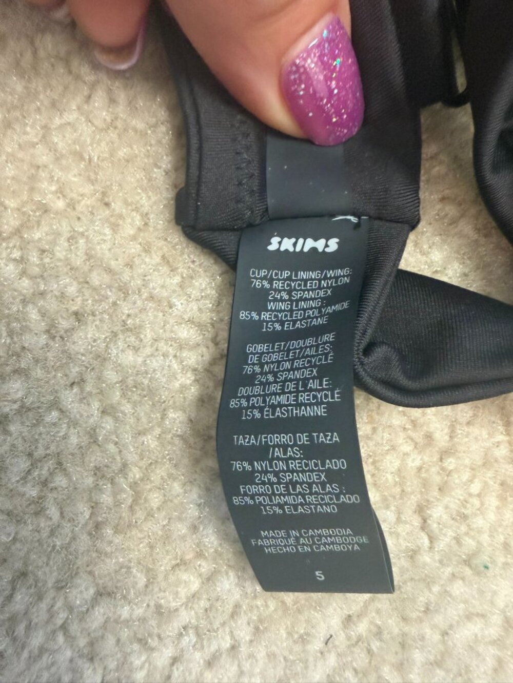 Like New SKIMS Black Swim Push-Up Bikini Top Size S - Picture 5 of 7